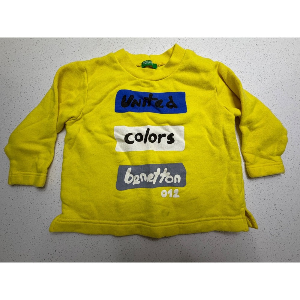 United Colors of Benetton Kids Yellow Logo Sweatshirt Long Sleeve Crewneck